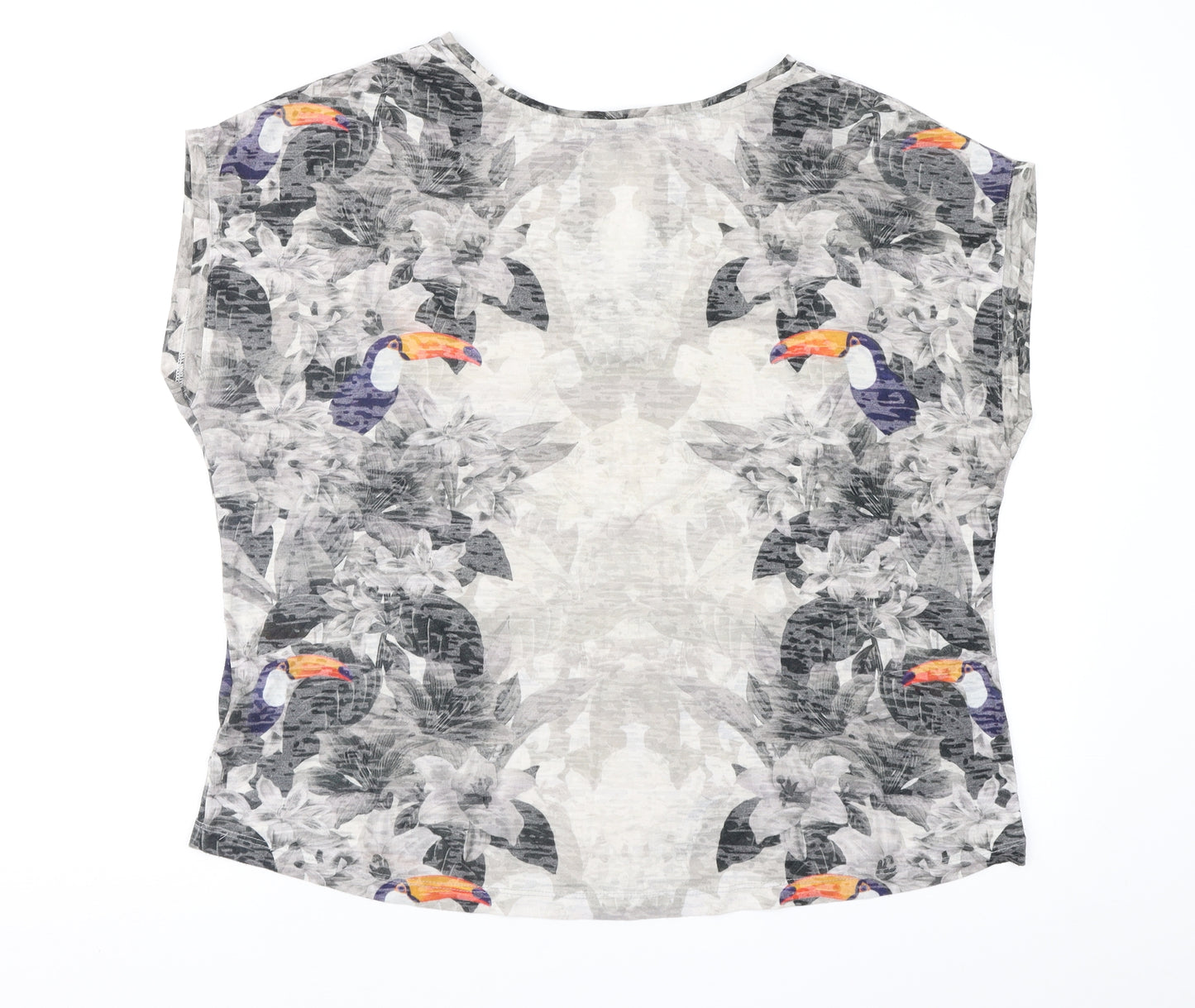 NEXT Womens Grey Floral  Basic T-Shirt Size 18