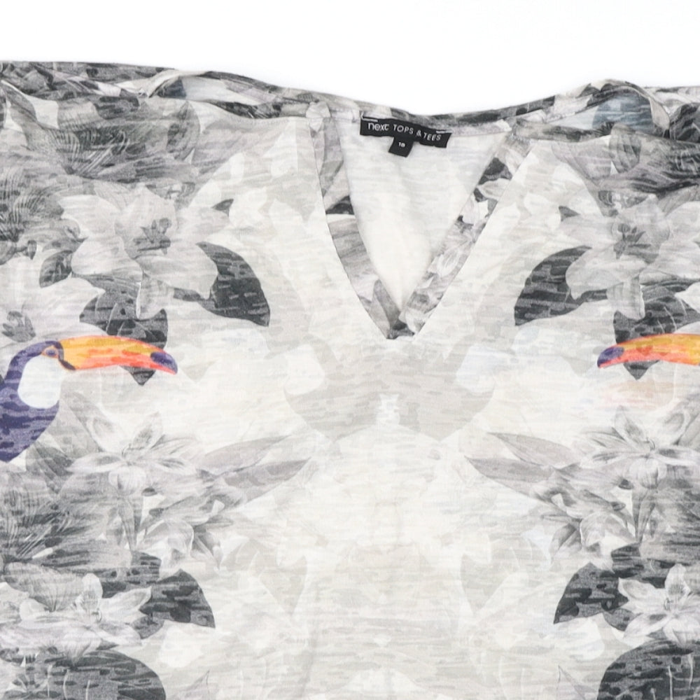 NEXT Womens Grey Floral  Basic T-Shirt Size 18
