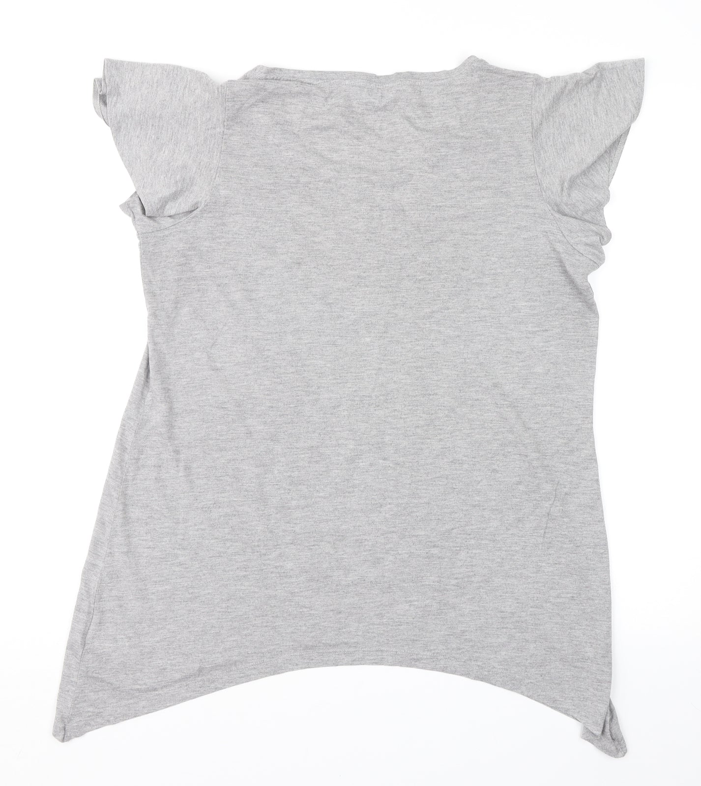 Soon Womens Grey Floral  Basic T-Shirt Size 16
