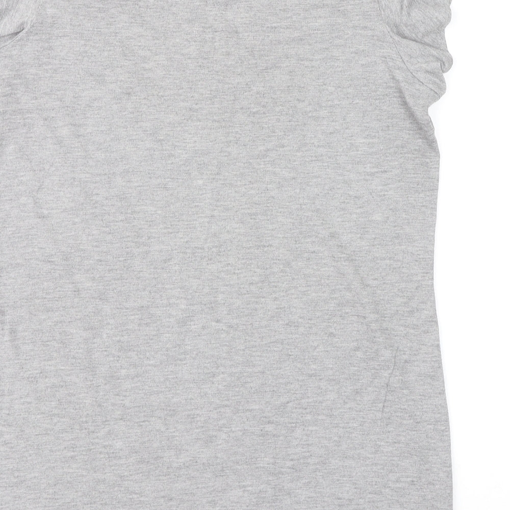 Soon Womens Grey Floral  Basic T-Shirt Size 16