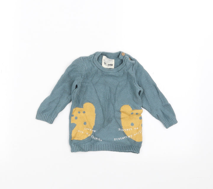 F&F Baby Green Pullover Jumper Size 3-6 Months - bear