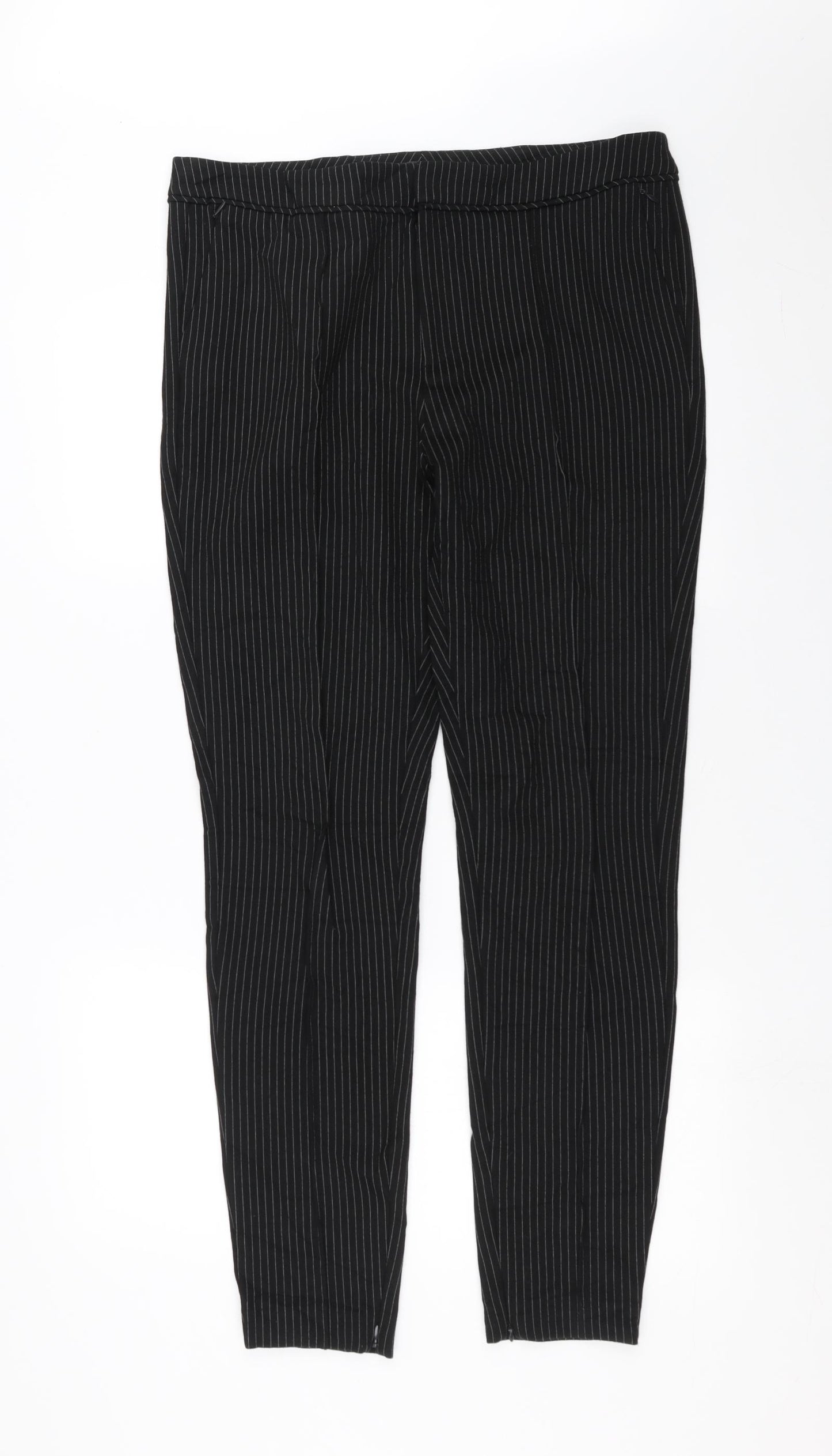 Marks and Spencer Womens Black Striped  Trousers  Size 16 L32 in
