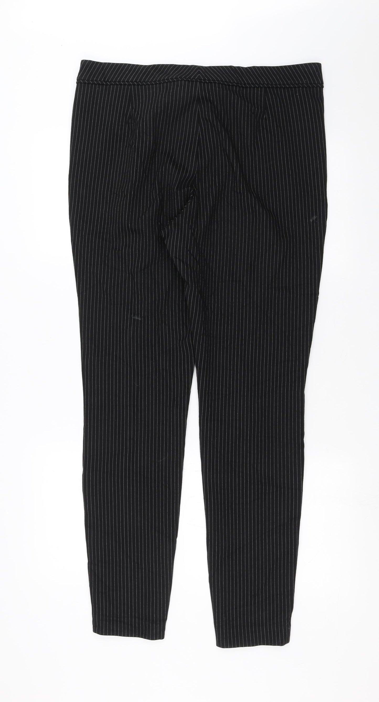 Marks and Spencer Womens Black Striped  Trousers  Size 16 L32 in