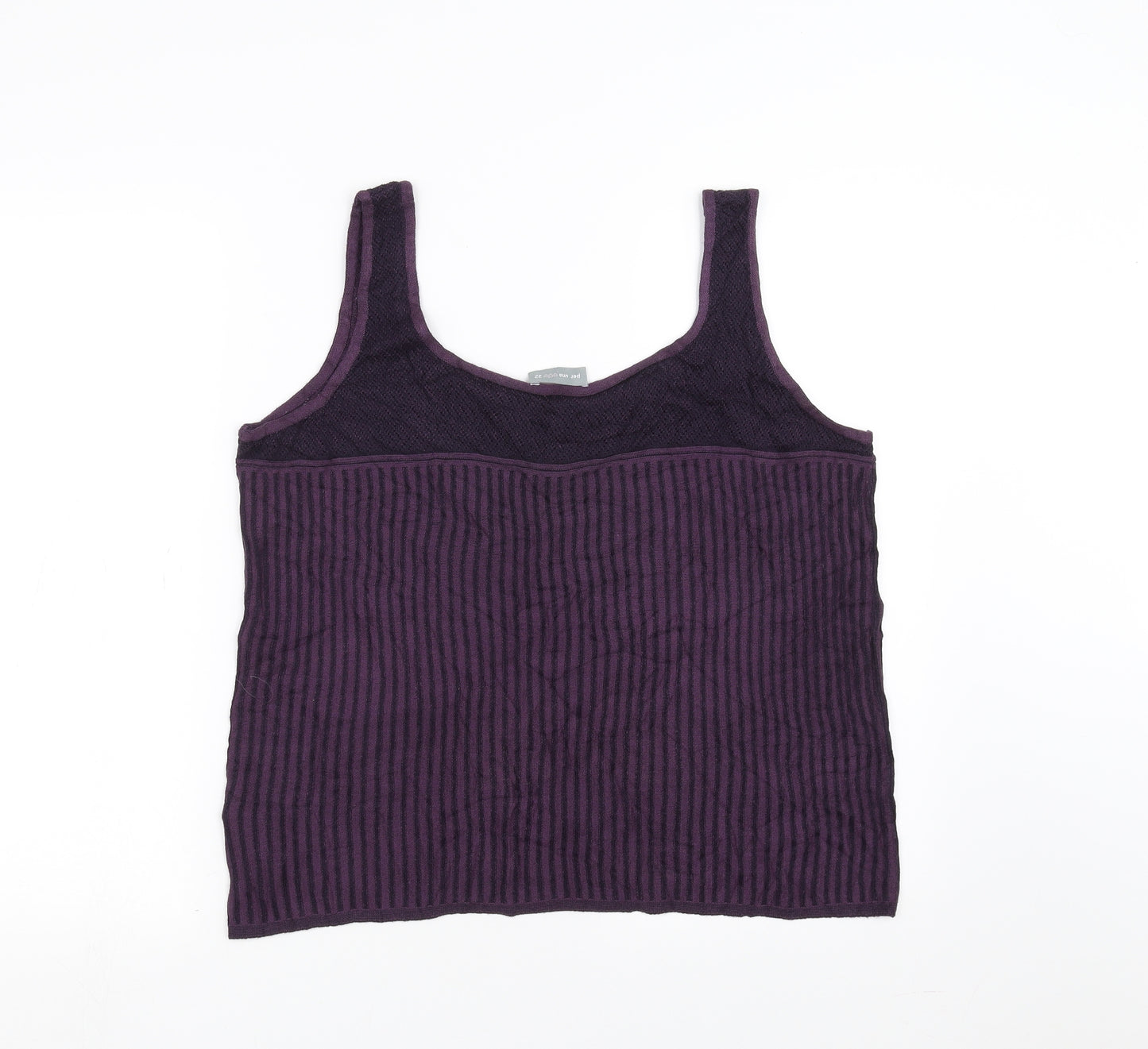 Marks and Spencer Womens Purple Striped Knit Basic Tank Size 22