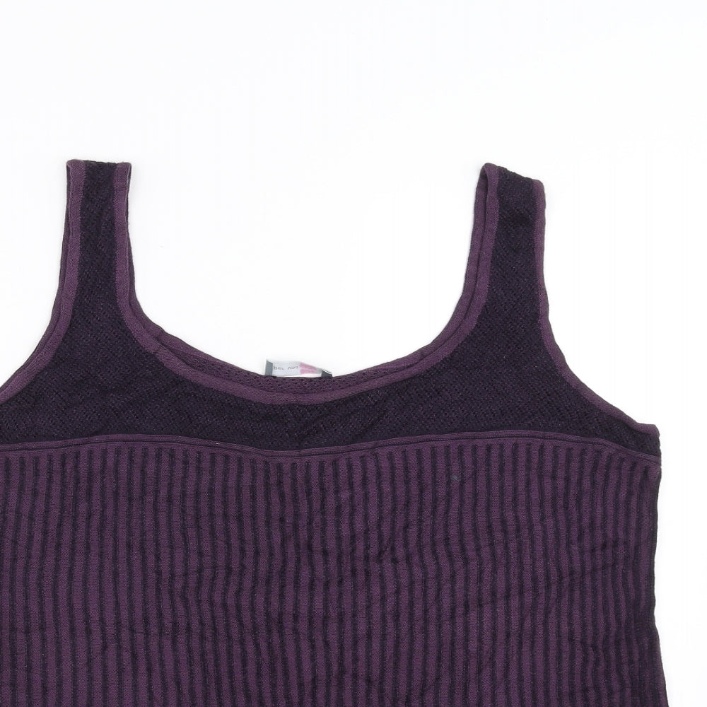 Marks and Spencer Womens Purple Striped Knit Basic Tank Size 22