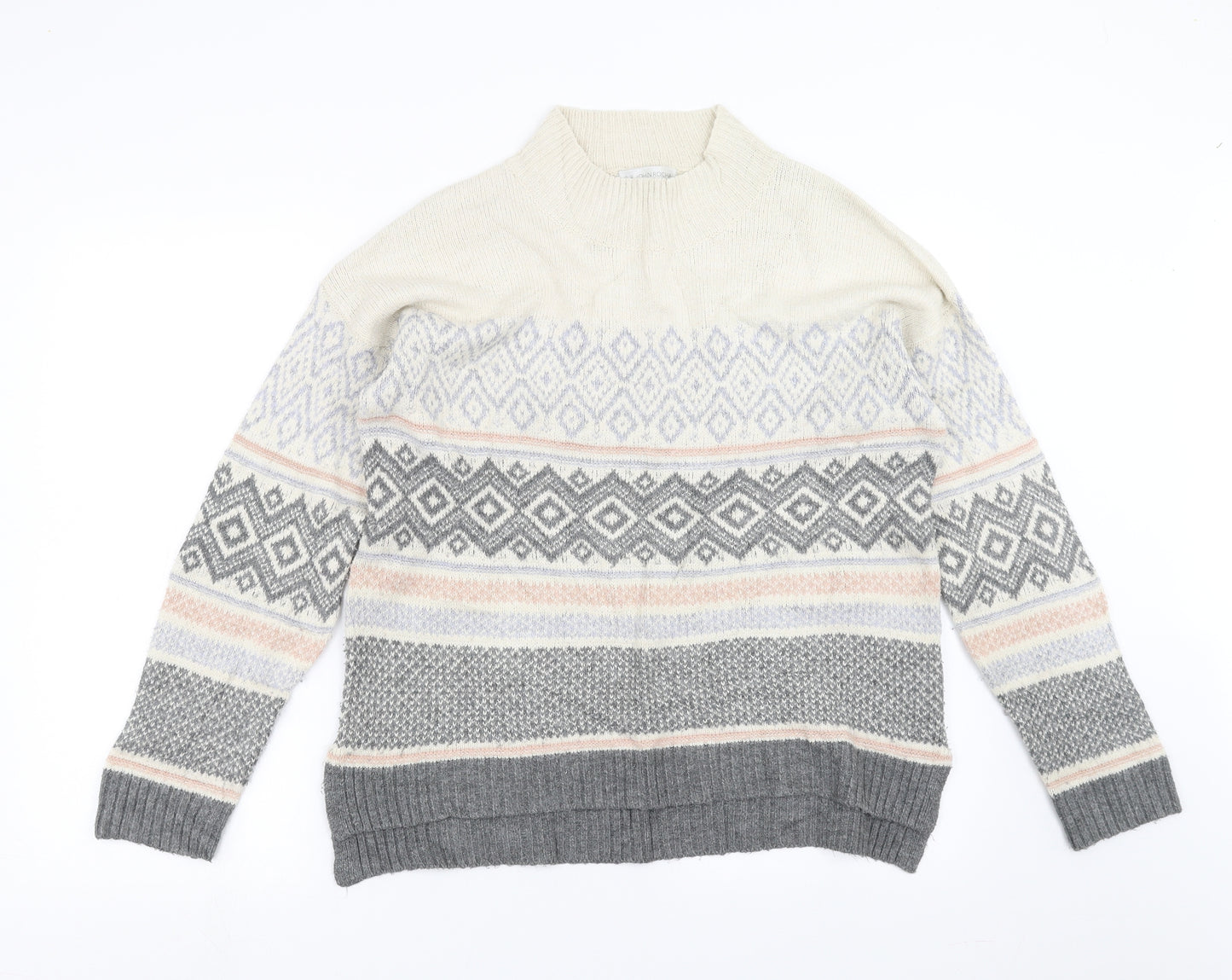 RJR.John Rocha Womens Beige Geometric Knit Pullover Jumper Size 14