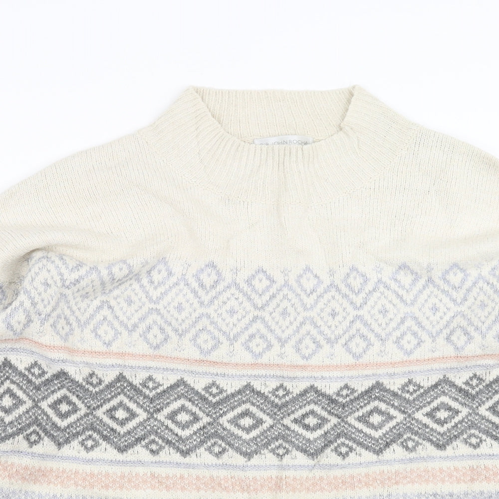 RJR.John Rocha Womens Beige Geometric Knit Pullover Jumper Size 14
