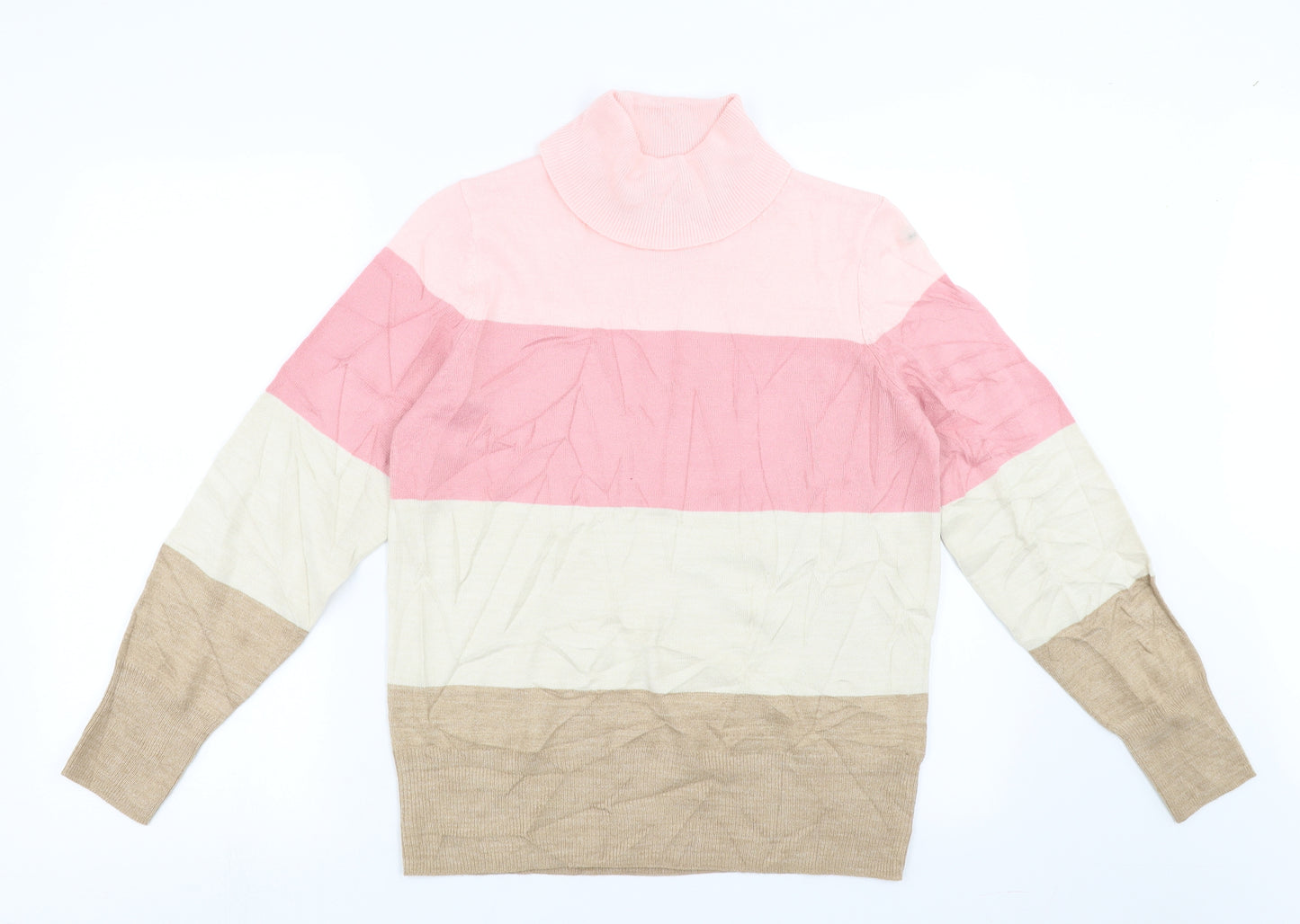 Marks and Spencer Womens Pink Striped Knit Pullover Jumper Size 12