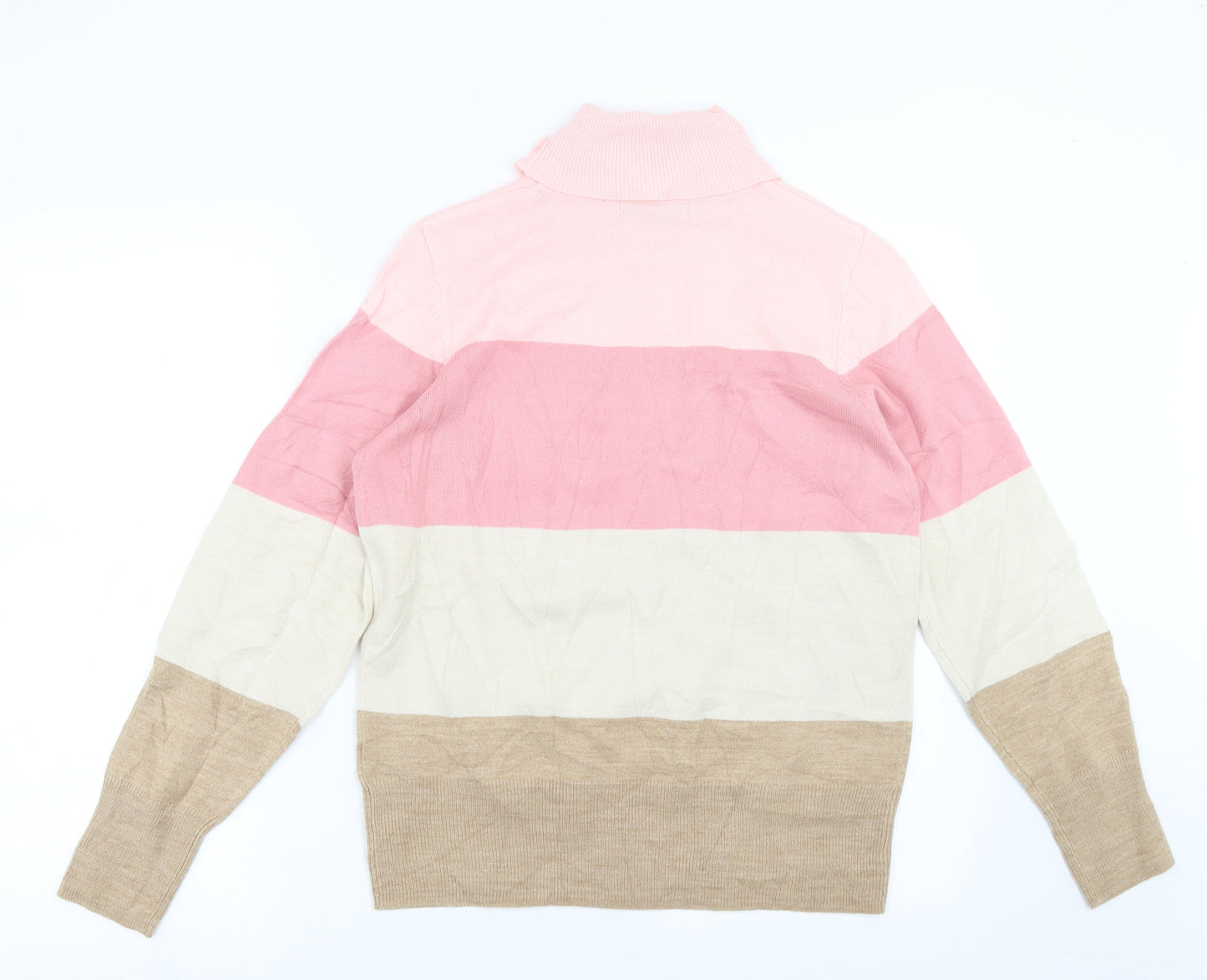 Marks and Spencer Womens Pink Striped Knit Pullover Jumper Size 12