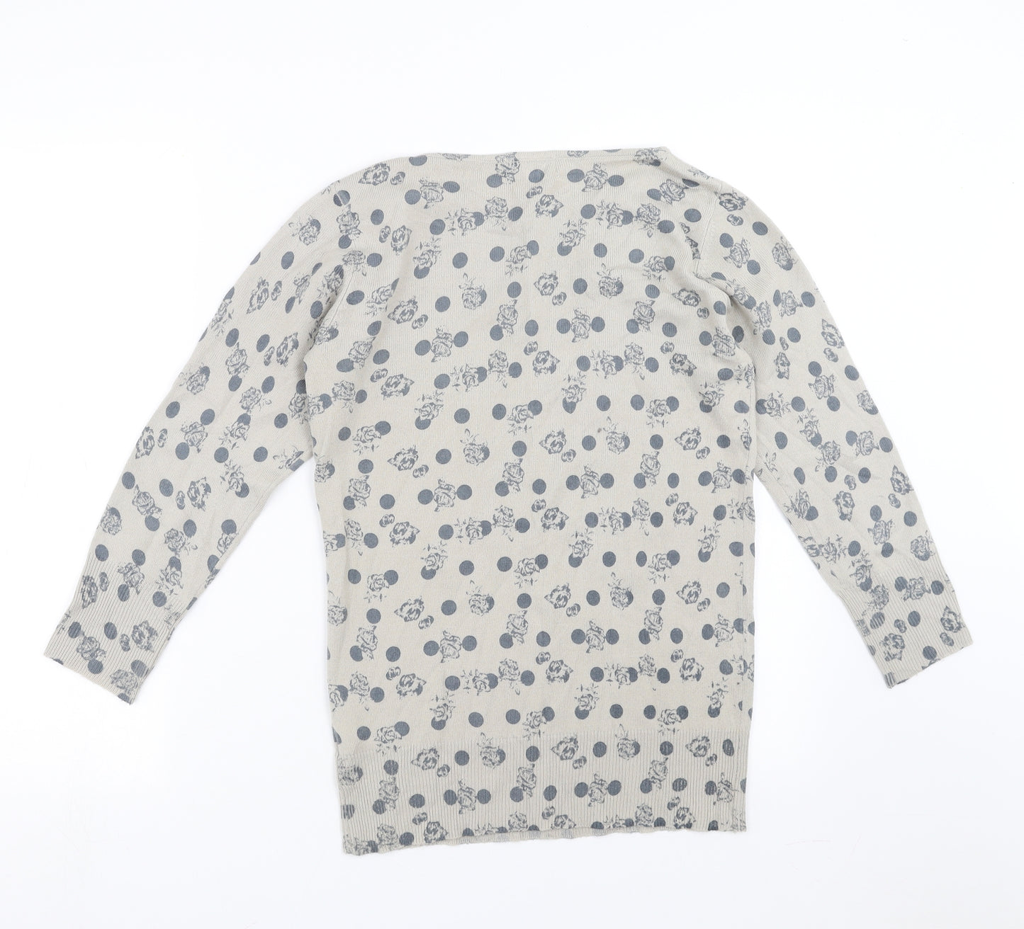 NEXT Womens Grey Floral Knit Pullover Jumper Size 8