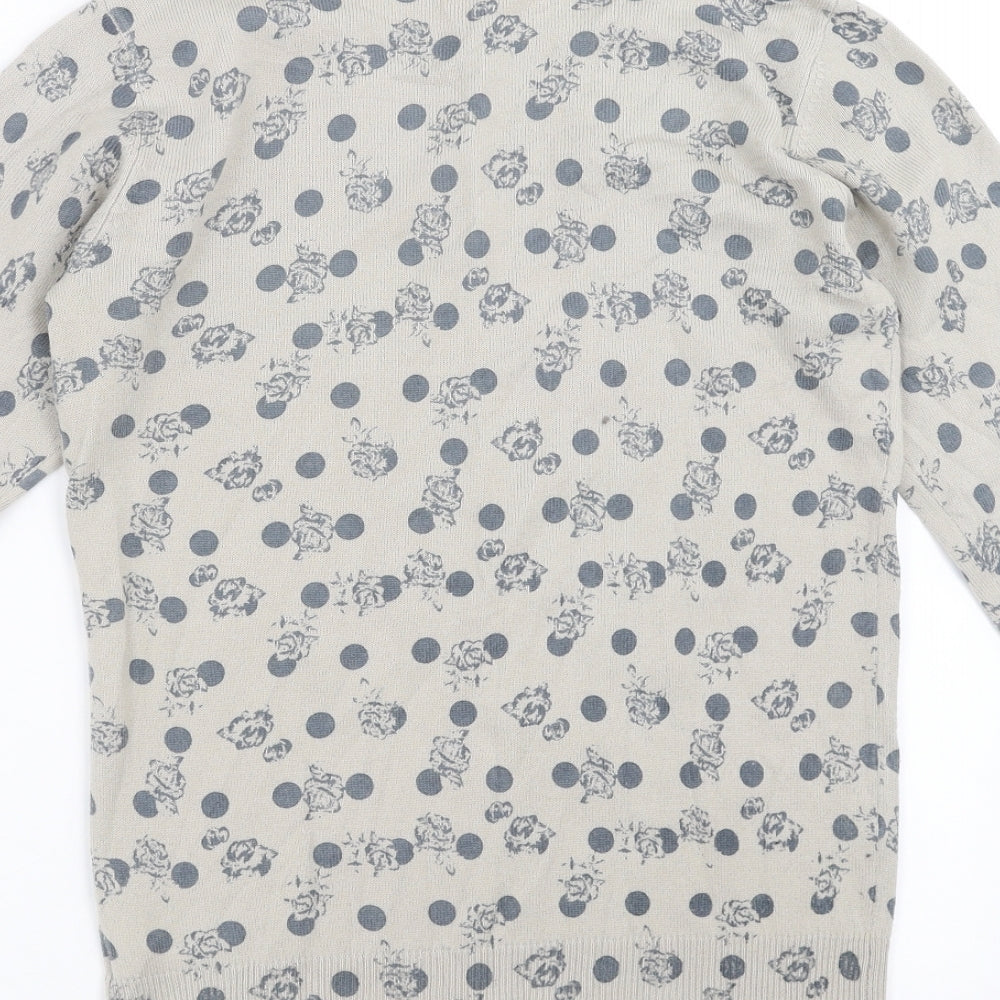 NEXT Womens Grey Floral Knit Pullover Jumper Size 8