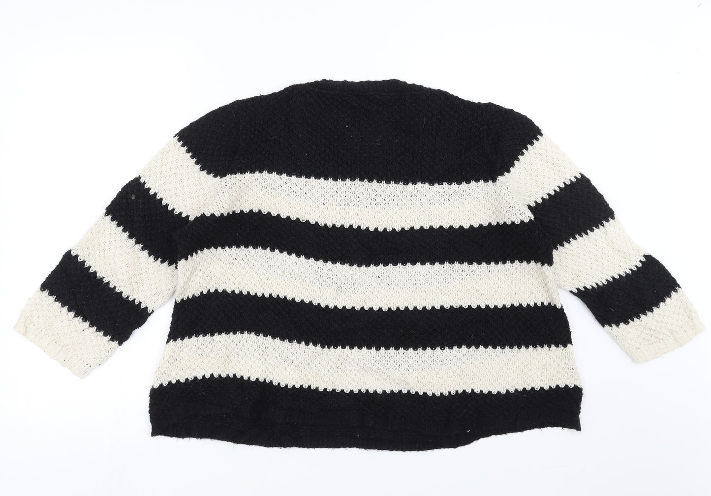 Papaya Womens Black Striped Knit Pullover Jumper Size 16