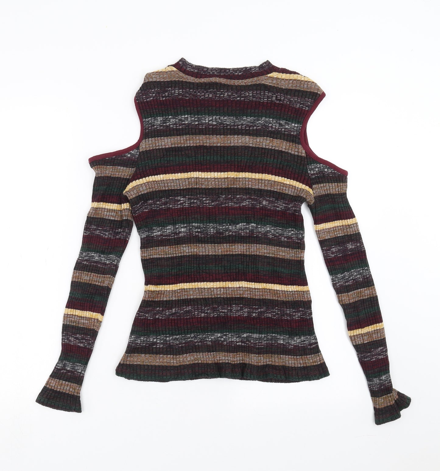 Marks and Spencer Womens Multicoloured Striped  Pullover Jumper Size 14  - cold Shoulder