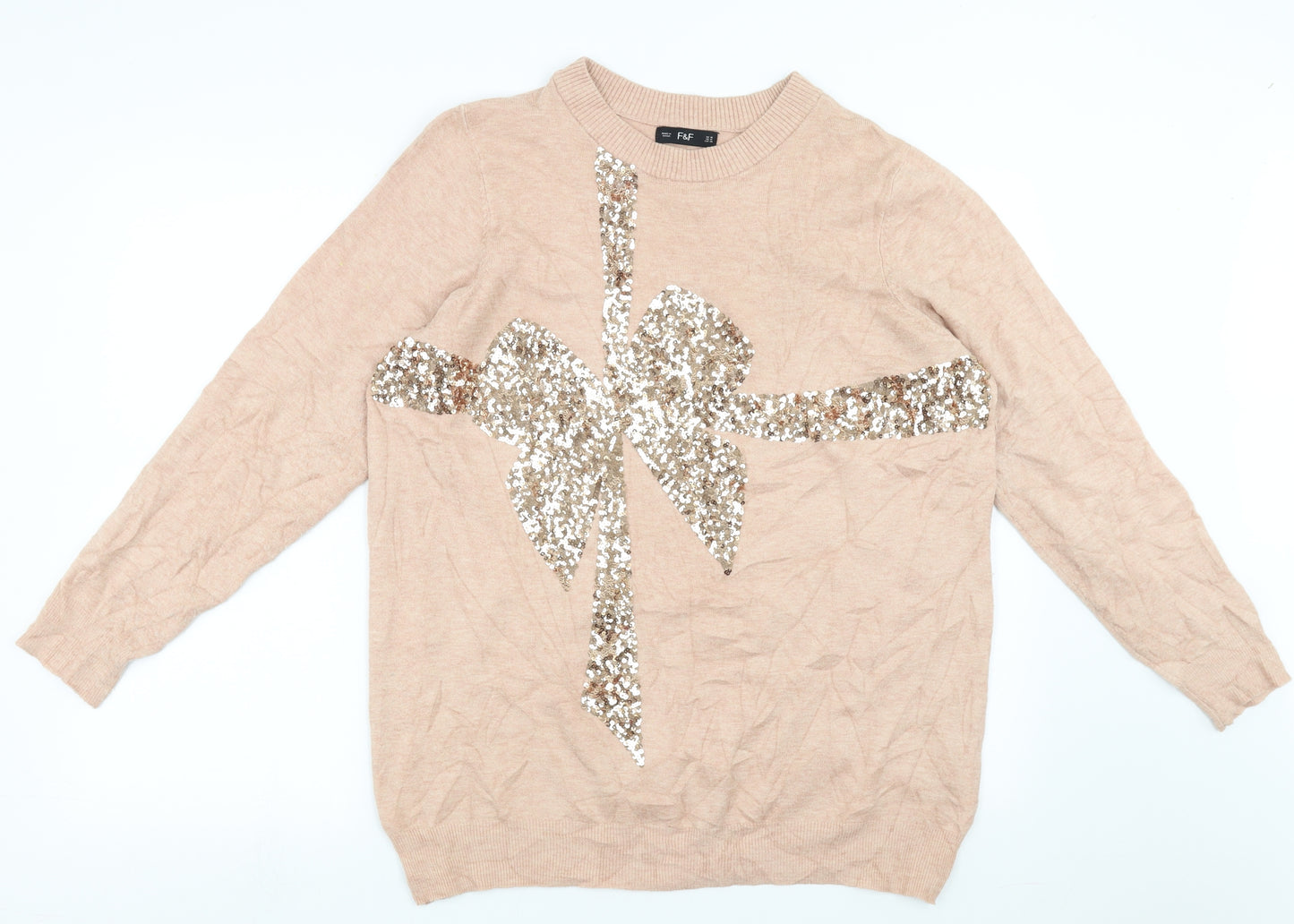 F&F Womens Pink  Knit Pullover Jumper Size 18  - bow detail
