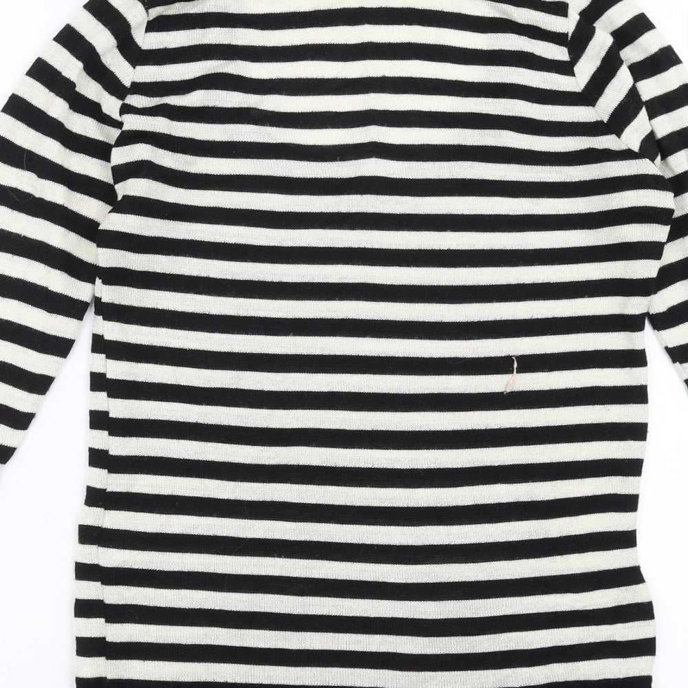 Look Womens Black Striped Knit Pullover Jumper Size 12