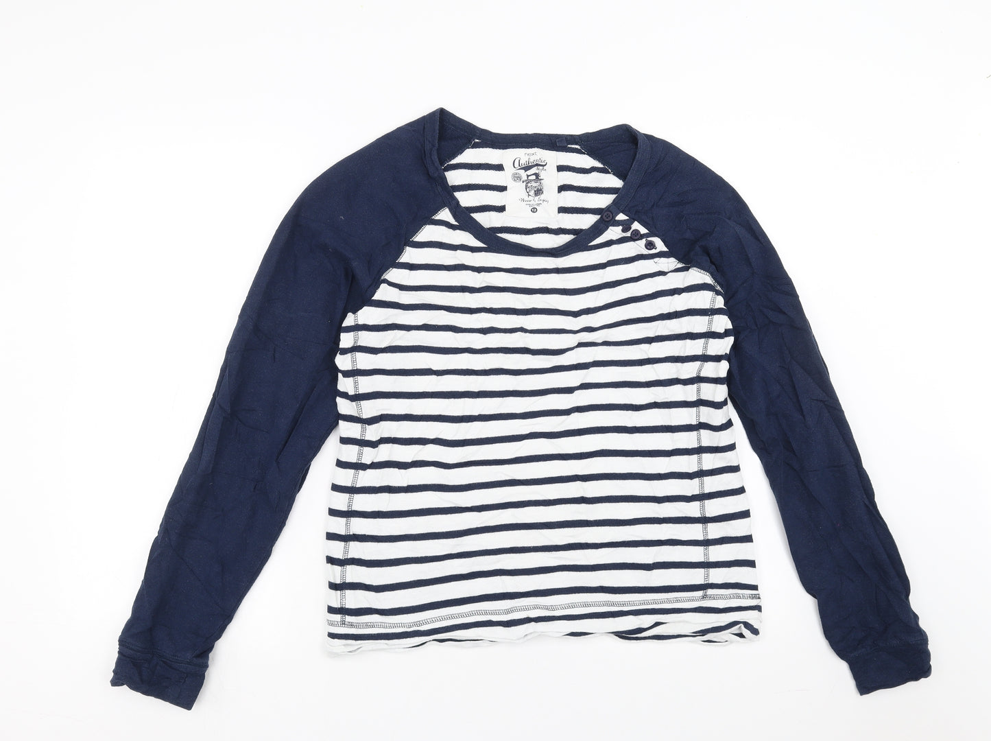 NEXT Womens Blue Striped  Basic T-Shirt Size 12