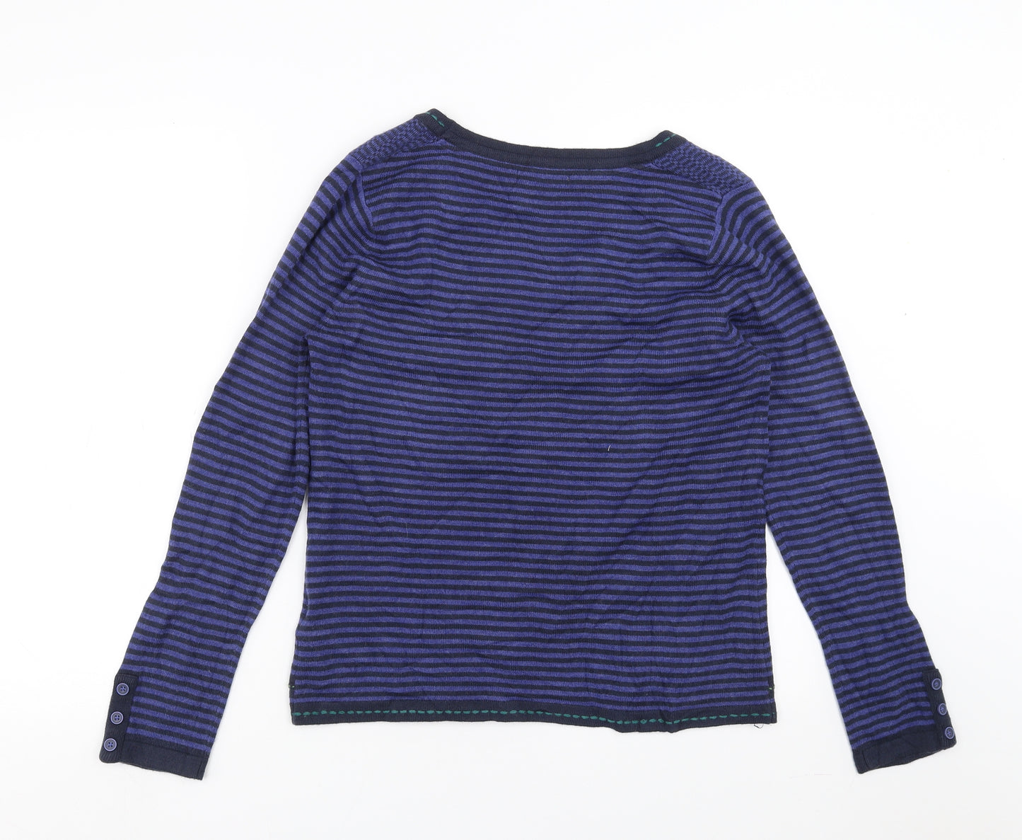 Marks and Spencer Womens Blue Geometric Knit Pullover Jumper Size 14