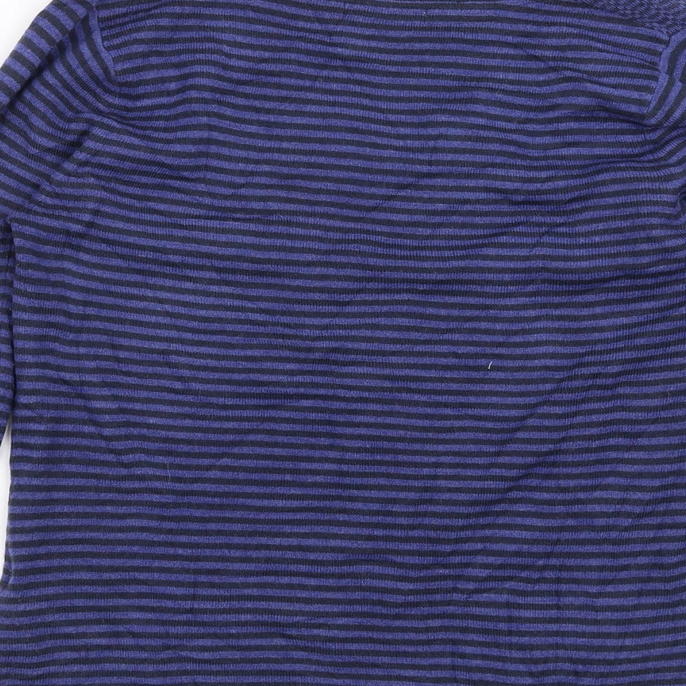 Marks and Spencer Womens Blue Geometric Knit Pullover Jumper Size 14