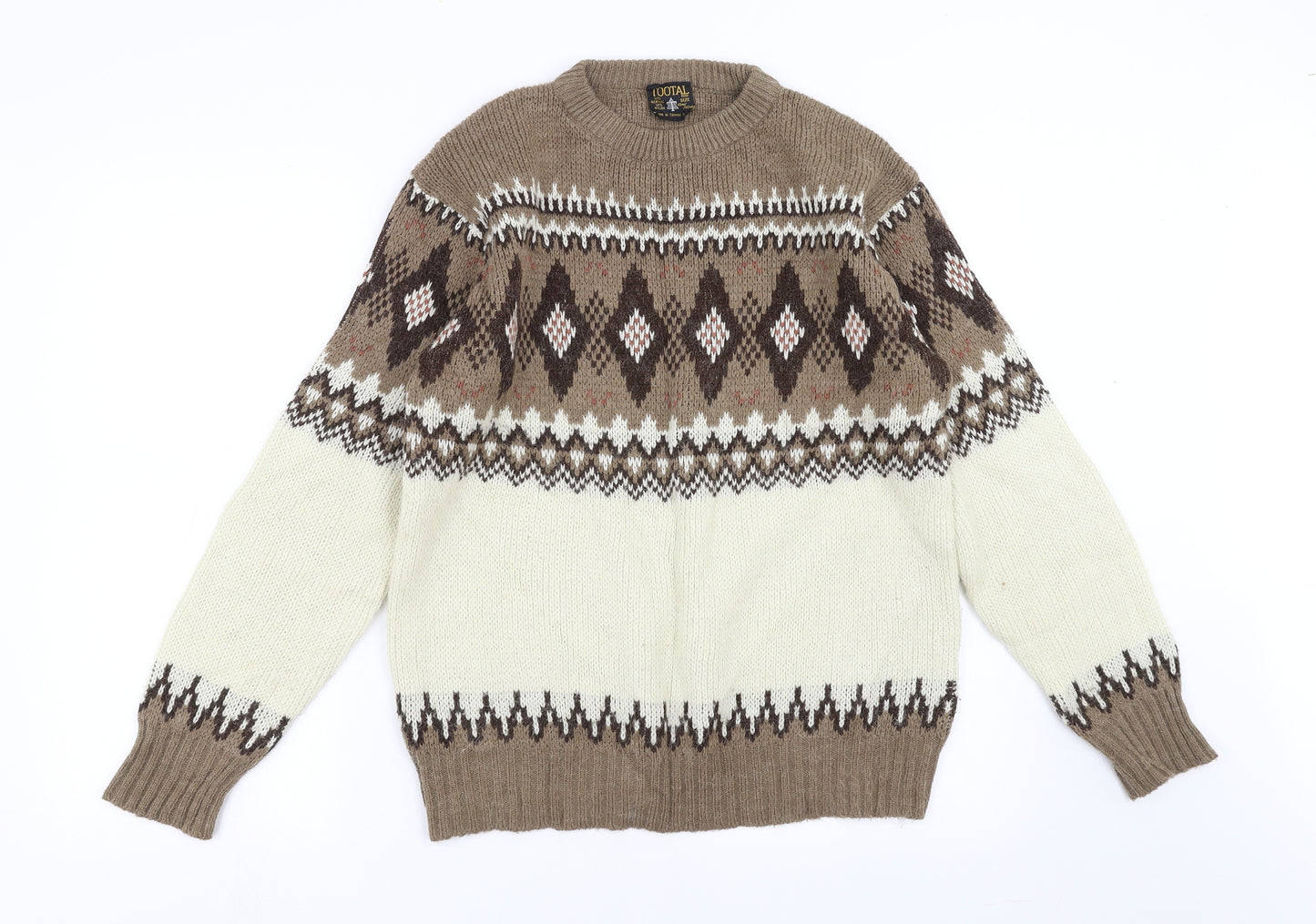 Tootal Mens Brown Geometric Knit Pullover Jumper Size L