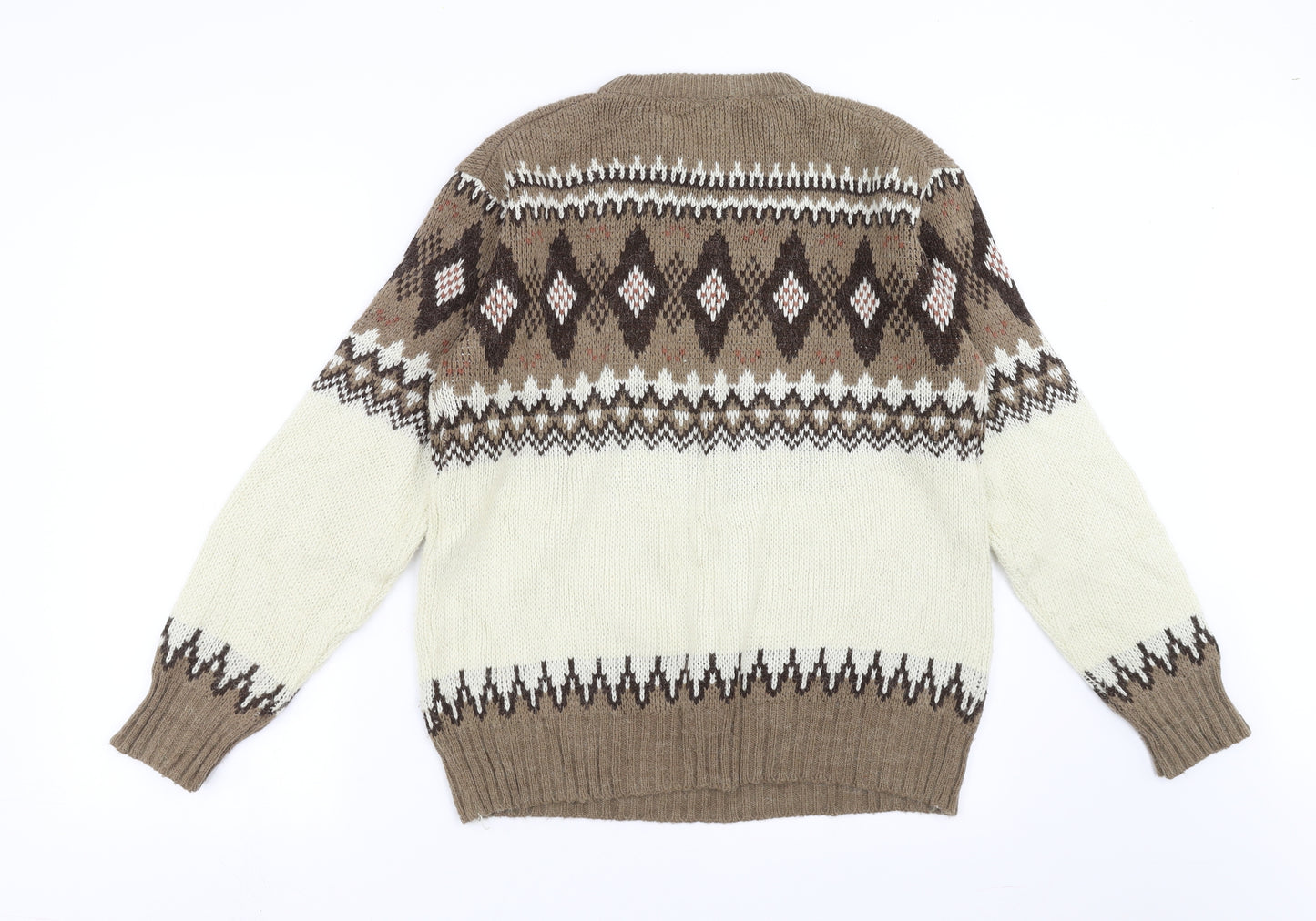 Tootal Mens Brown Geometric Knit Pullover Jumper Size L