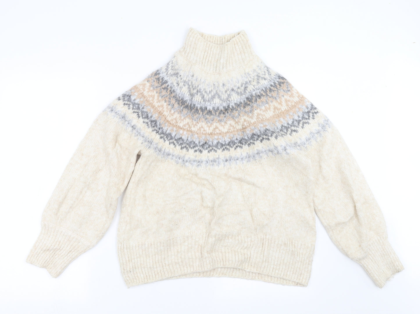 Marks and Spencer Womens Beige Geometric Knit Pullover Jumper Size M