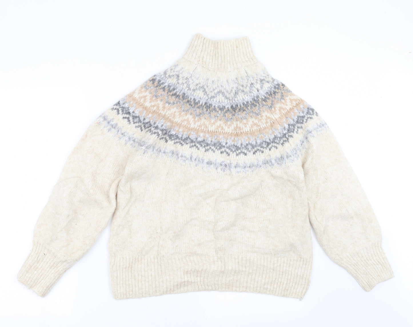 Marks and Spencer Womens Beige Geometric Knit Pullover Jumper Size M