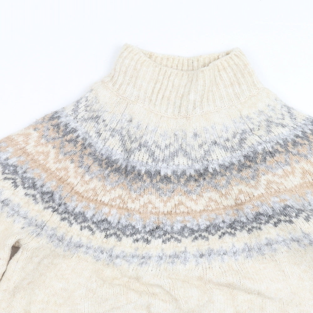 Marks and Spencer Womens Beige Geometric Knit Pullover Jumper Size M