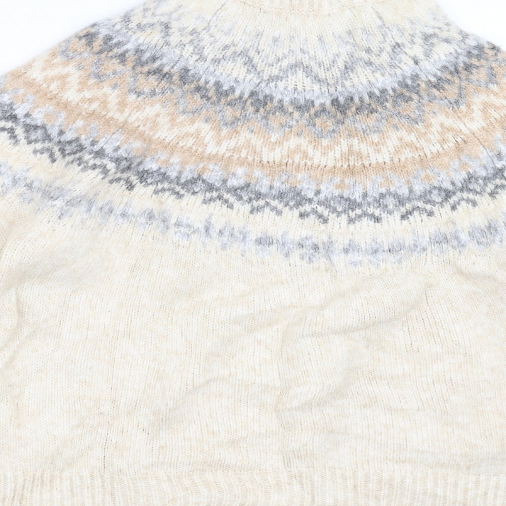 Marks and Spencer Womens Beige Geometric Knit Pullover Jumper Size M