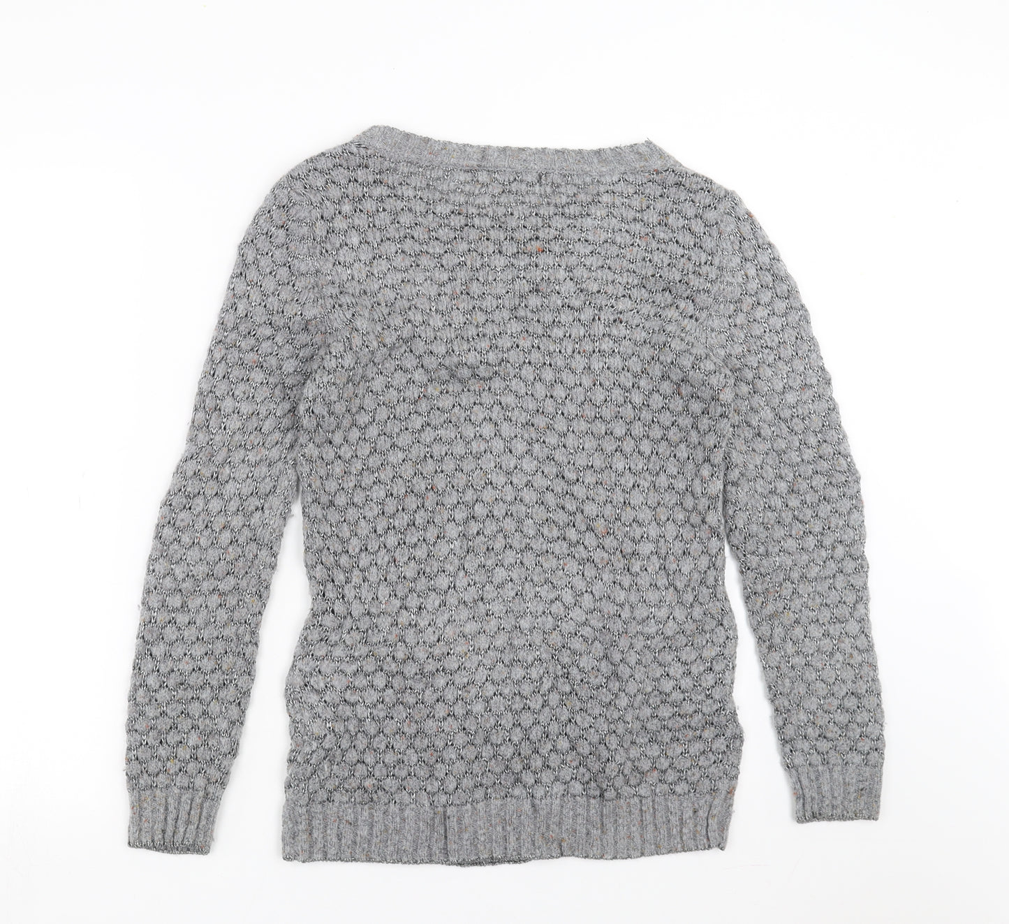 Limited collection Womens Grey Geometric Knit Pullover Jumper Size 10