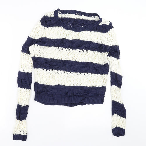 Gap Womens Blue Striped Knit Pullover Jumper Size M
