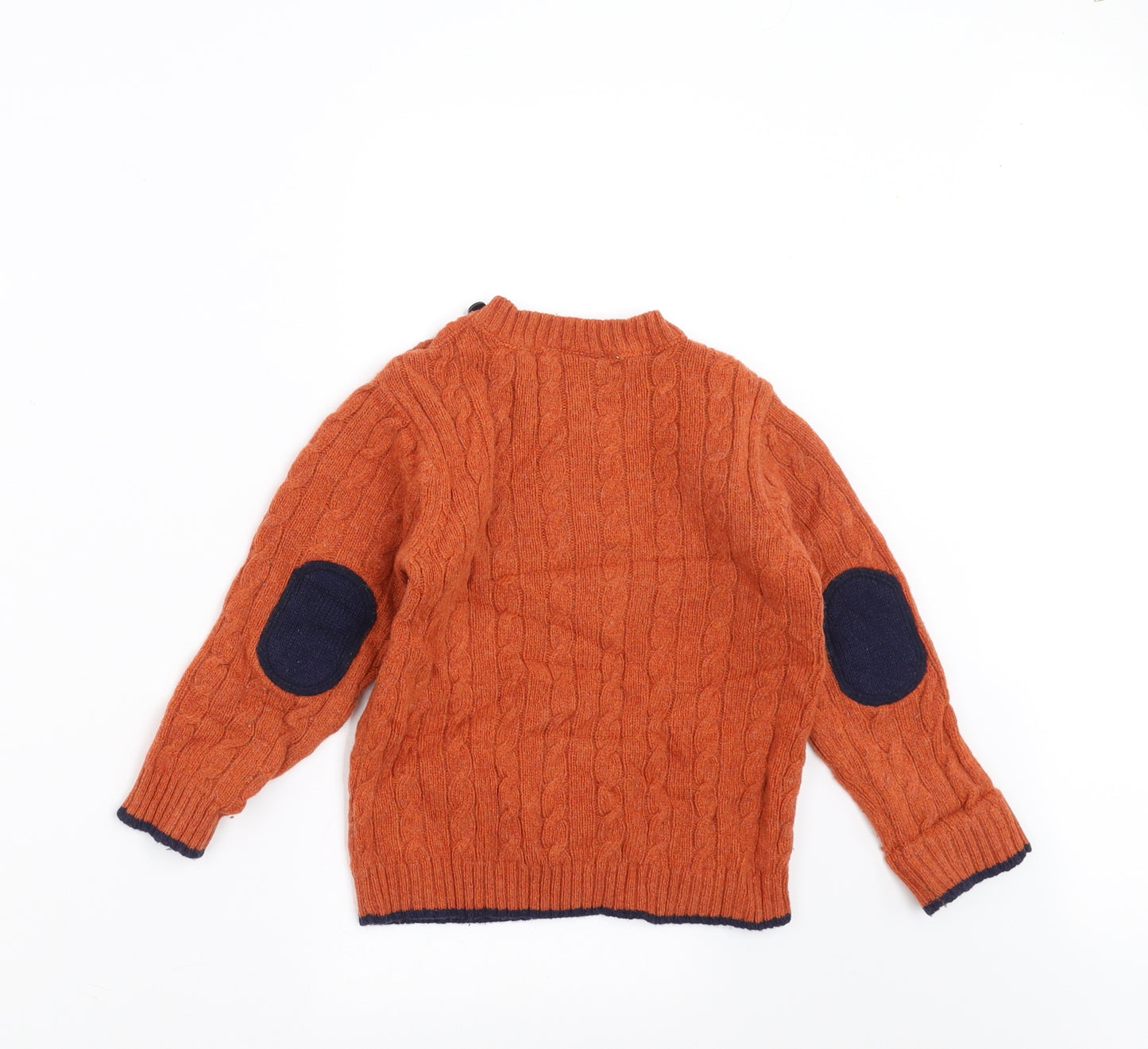 JoJo Maman Bébé Boys Orange  Knit Pullover Jumper Size 4-5 Years
