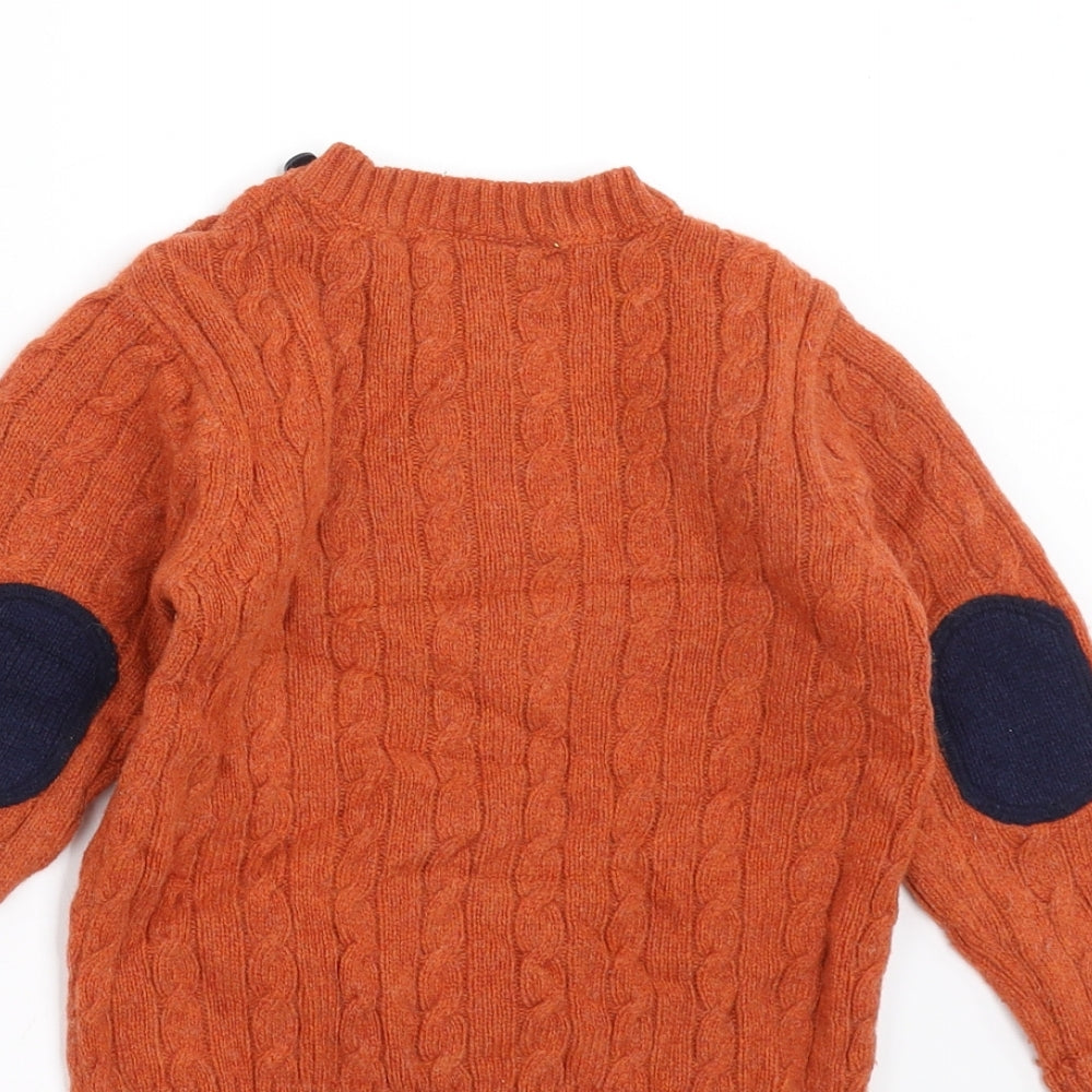 JoJo Maman Bébé Boys Orange  Knit Pullover Jumper Size 4-5 Years