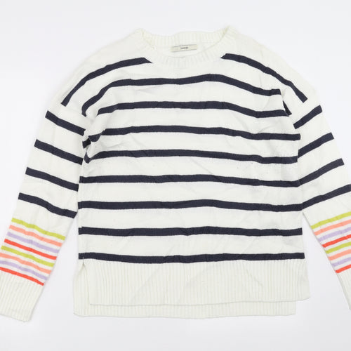 George Womens White Striped Knit Pullover Jumper Size M