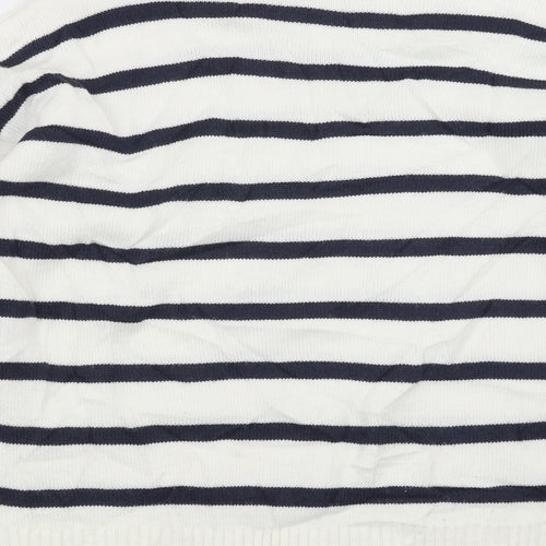 George Womens White Striped Knit Pullover Jumper Size M