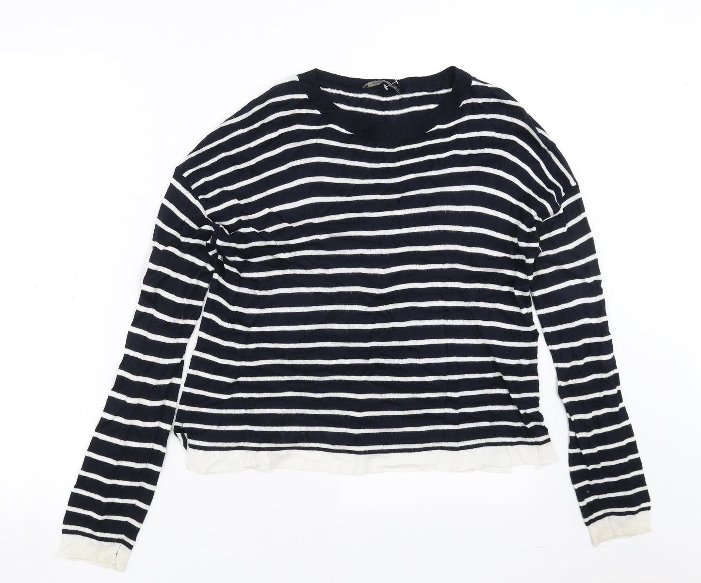 Zara Knit Womens Blue Striped Knit Pullover Jumper Size S