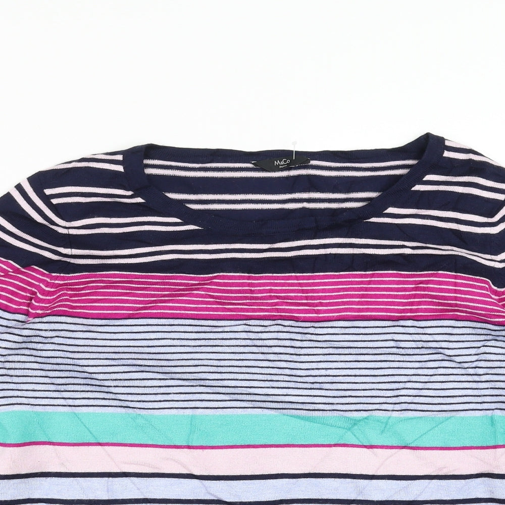 M&Co Womens Multicoloured Striped Knit Pullover Jumper Size 14