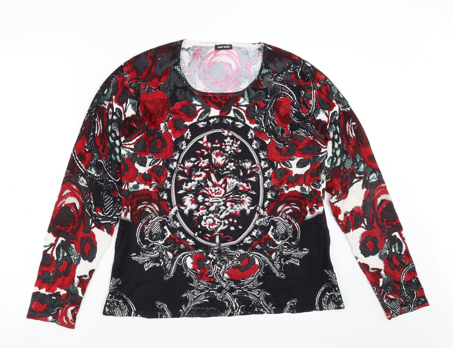 Gerry Weber Womens Black Floral  Pullover Jumper Size 12