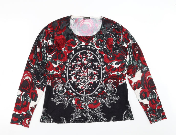 Gerry Weber Womens Black Floral  Pullover Jumper Size 12