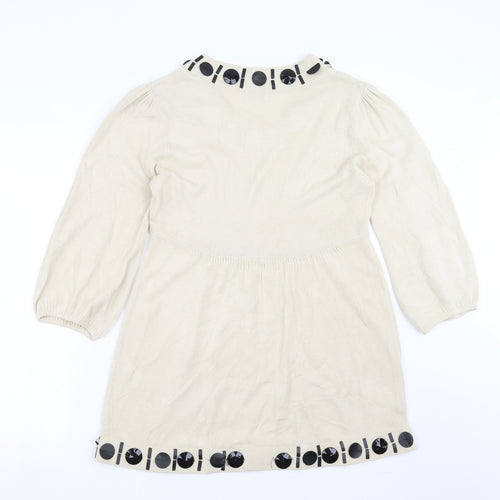 Kaliko Womens Beige  Knit Jumper Dress  Size 12  - beaded