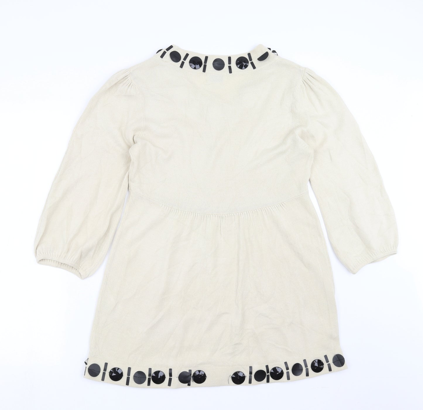 Kaliko Womens Beige  Knit Jumper Dress  Size 12  - beaded
