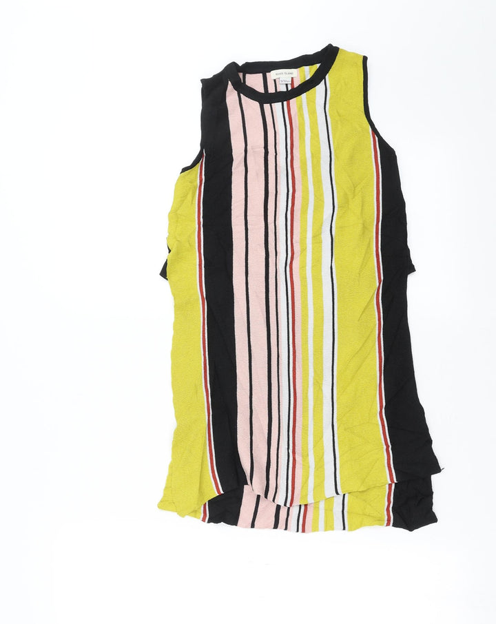 River Island Girls Multicoloured Striped Tunic Blouse Size 9-10 Years - open sides