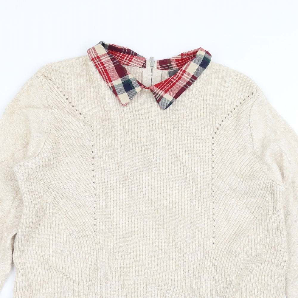 Primark Womens Beige  Knit Pullover Jumper Size S  - Under Shirt detail