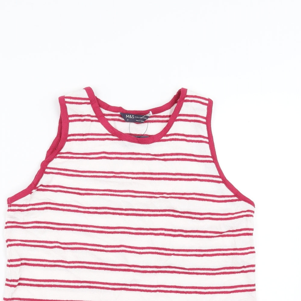 Marks and Spencer Womens Pink Striped  Basic Tank Size 10