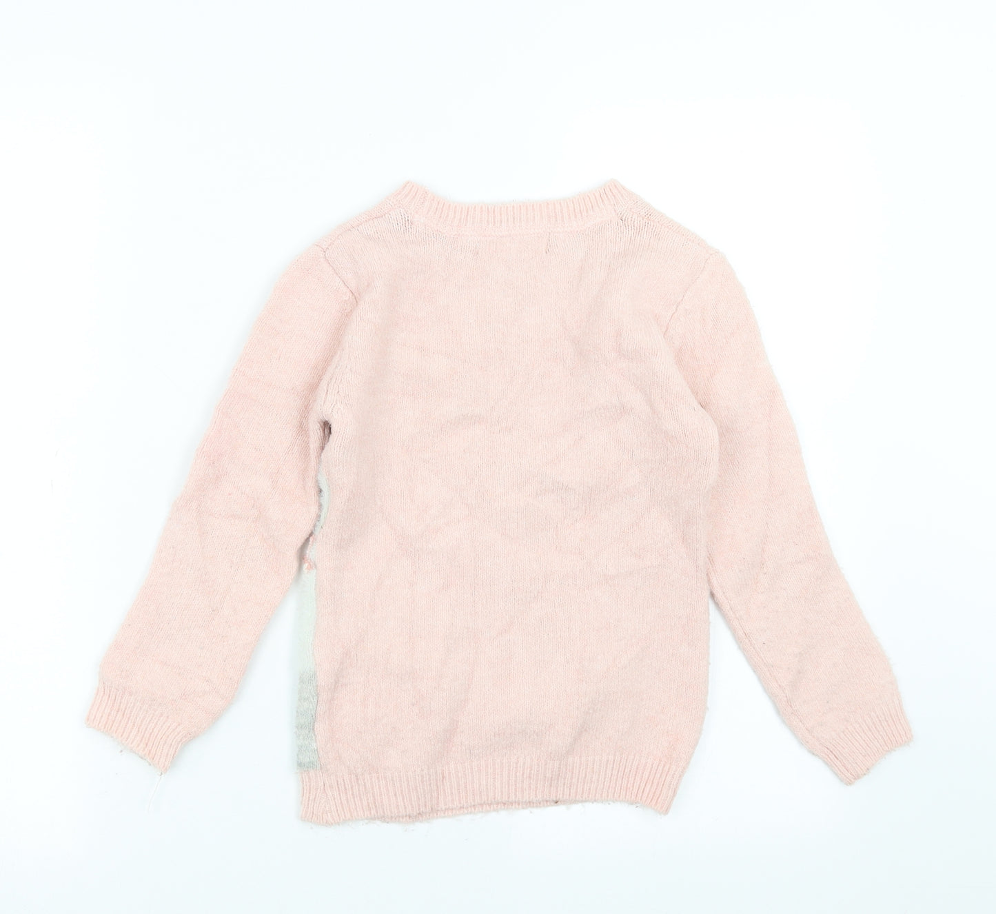 Primark Girls Pink  Knit Pullover Jumper Size 6-7 Years  - polar bear