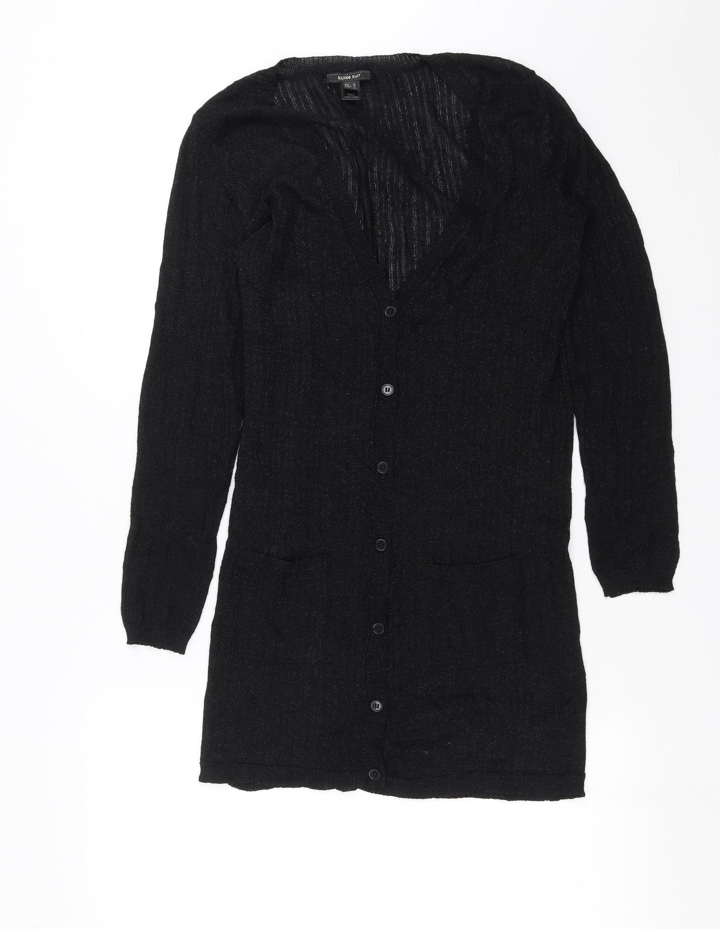 Mango Womens Black  Knit Cardigan Jumper Size M