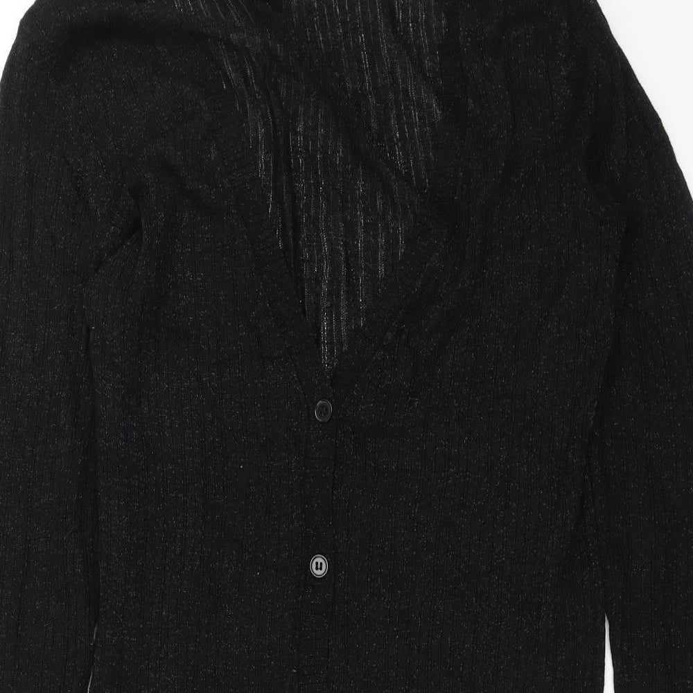Mango Womens Black  Knit Cardigan Jumper Size M