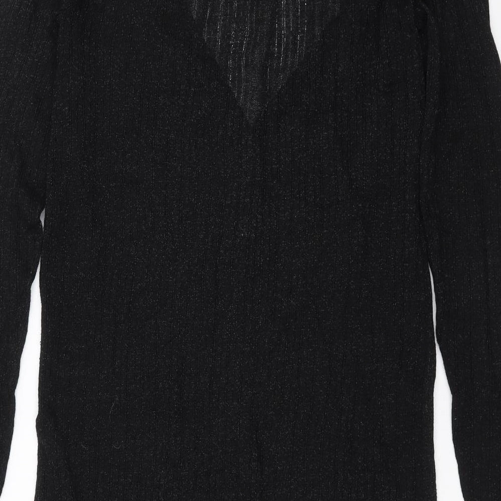 Mango Womens Black  Knit Cardigan Jumper Size M