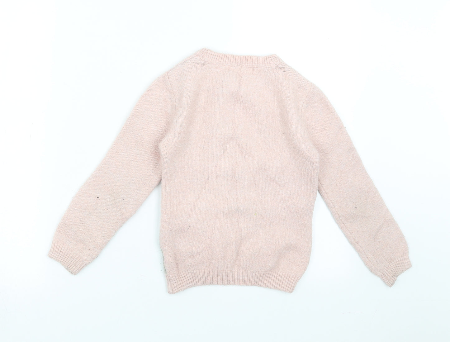Primark Girls Pink  Knit Pullover Jumper Size 7-8 Years  - Christmas jumper