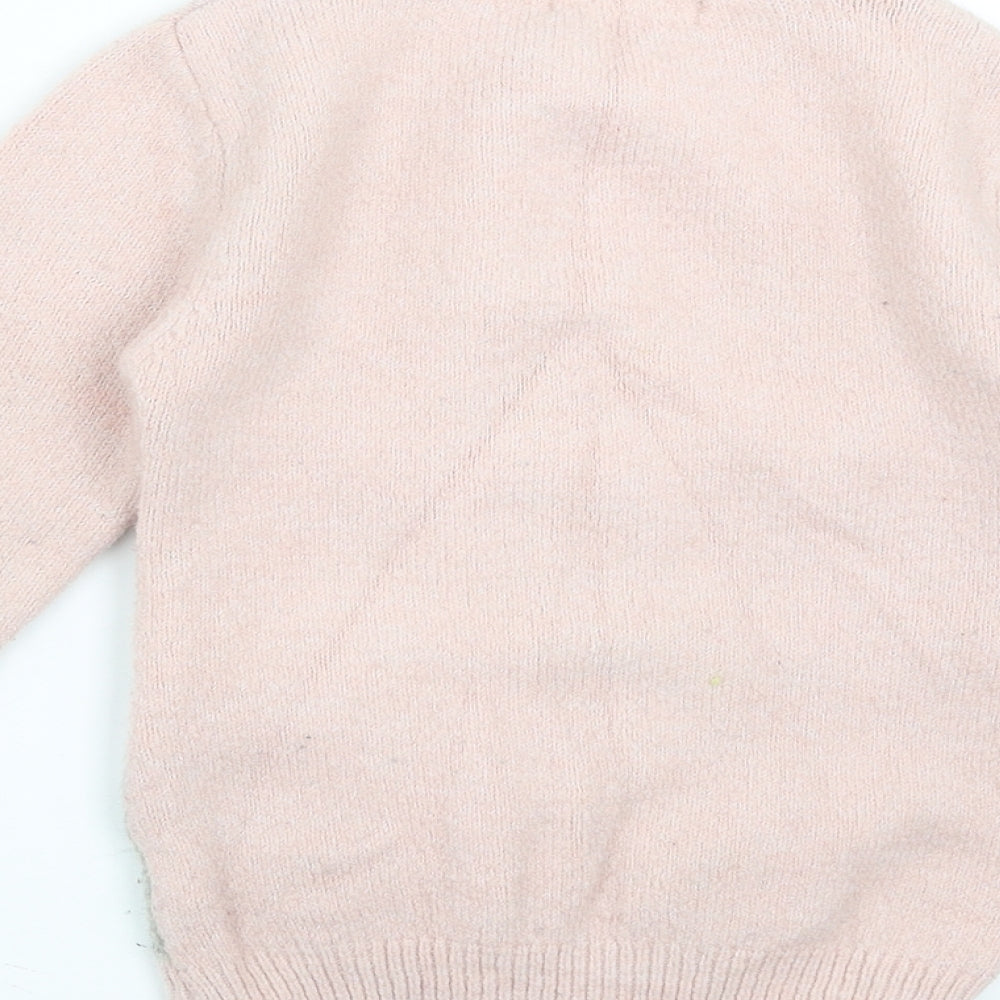 Primark Girls Pink  Knit Pullover Jumper Size 7-8 Years  - Christmas jumper
