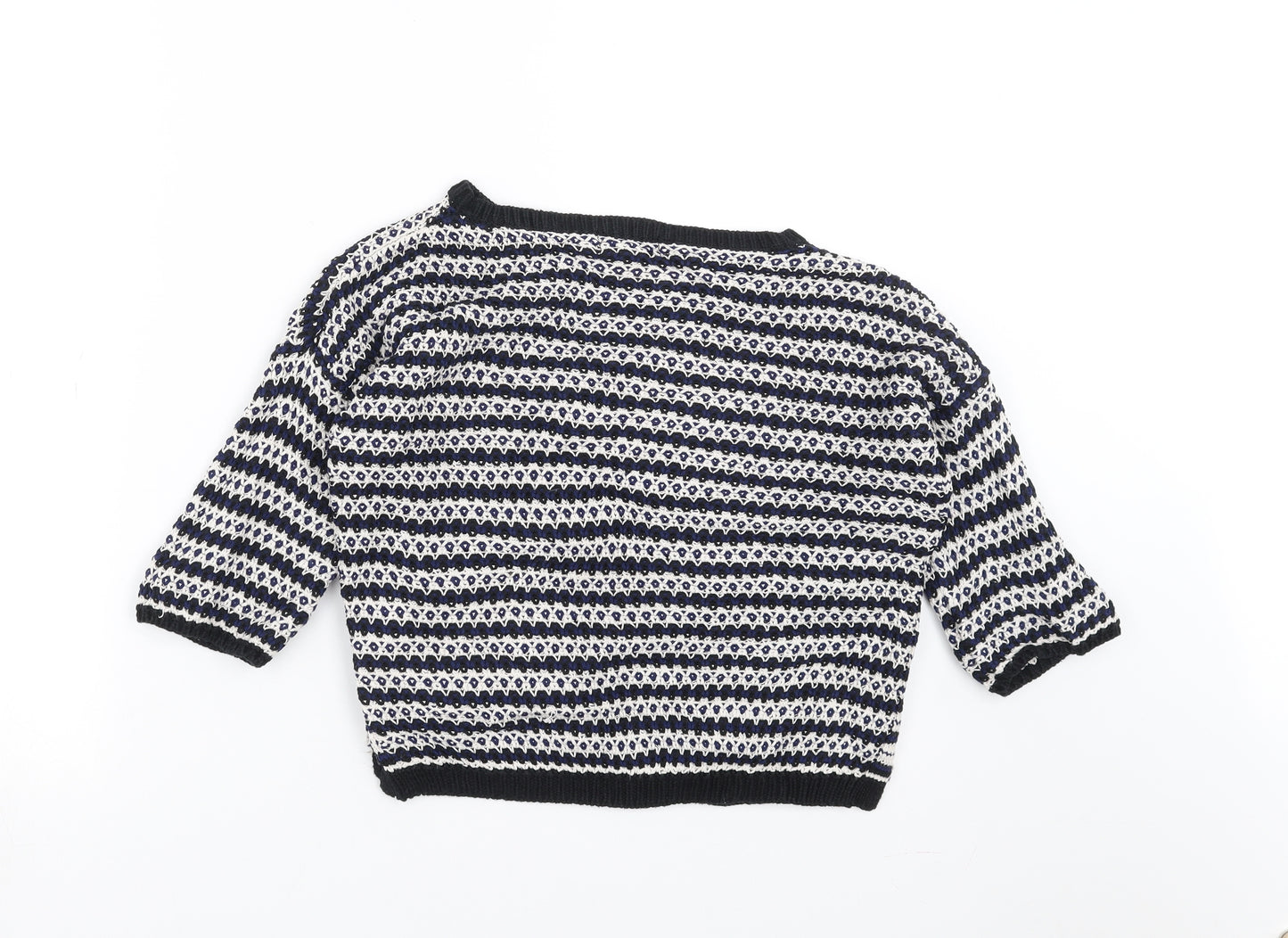 New Look Womens Black Geometric Knit Pullover Jumper Size 8